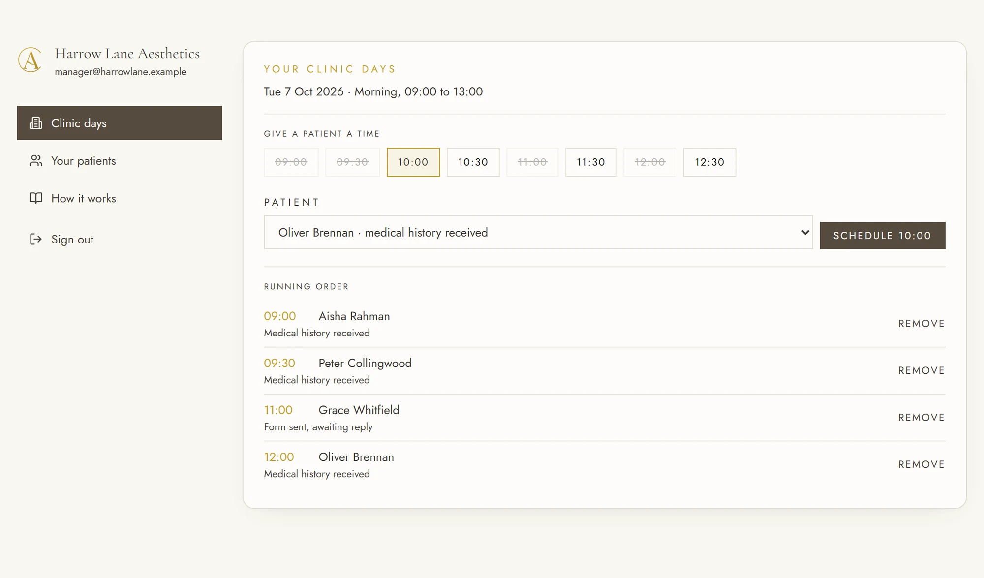 The partner practice portal: a clinic day's running order