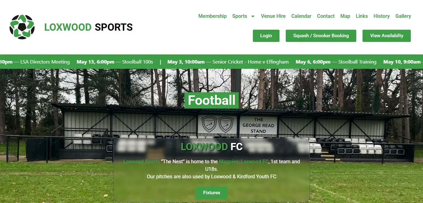 Loxwood Sports member management dashboard